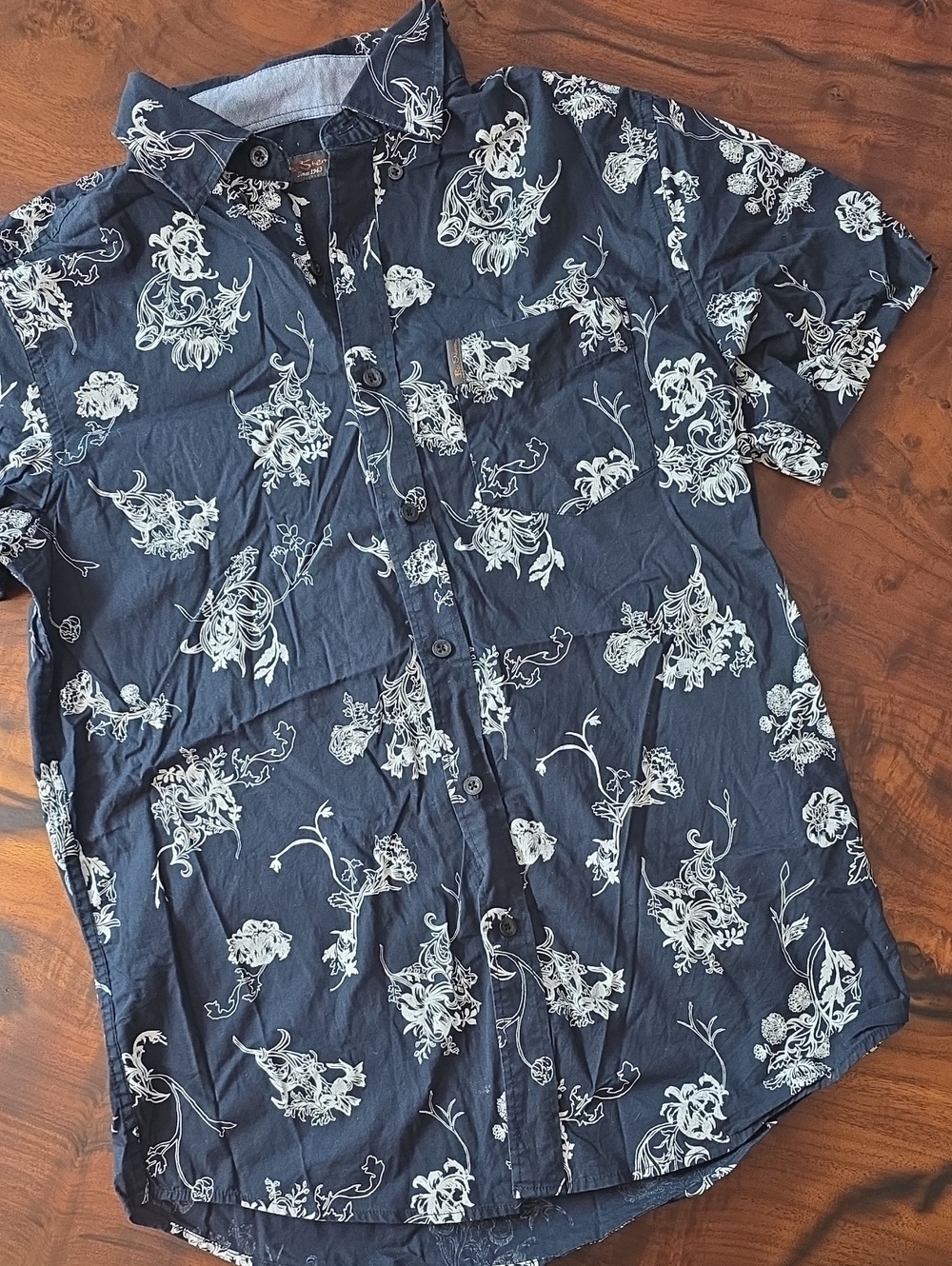 Ben Sherman Navy Shirt with White Floral Print
